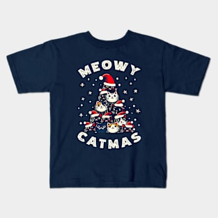 Feline Festivities: Cats Christmas Tree T-Shirt Delight Kids T-Shirt